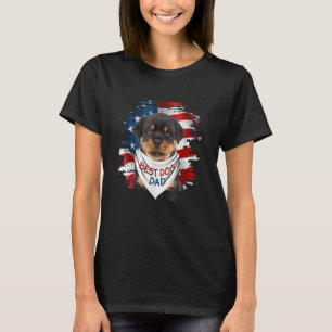 T-shirt Meilleur Rottweiler papa jamais American Flag Dog