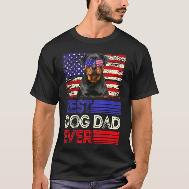 T-shirt Meilleur Rottweiler papa jamais American Flag Patr (Devant)