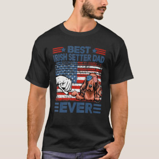 T-shirt Meilleur Setter Irlandais Papa Jamais Drapeau Amér