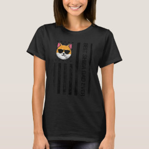 T-shirt Meilleur Shiba Papa Jamais USA Drapeau Shiba Inu P