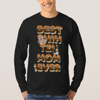 T-shirt Meilleur Shih Tzu Maman Jamais Texte D'Or