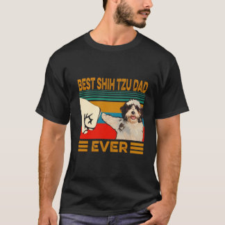 T-shirt Meilleur Shih Tzu Papa Jamais Retro Vintage