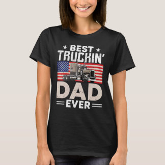 T-shirt Meilleur Trucker Papa Jamais Truck Driver USA Drap