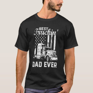 T-shirt Meilleur Truckin Papa Jamais American Flag Fête de