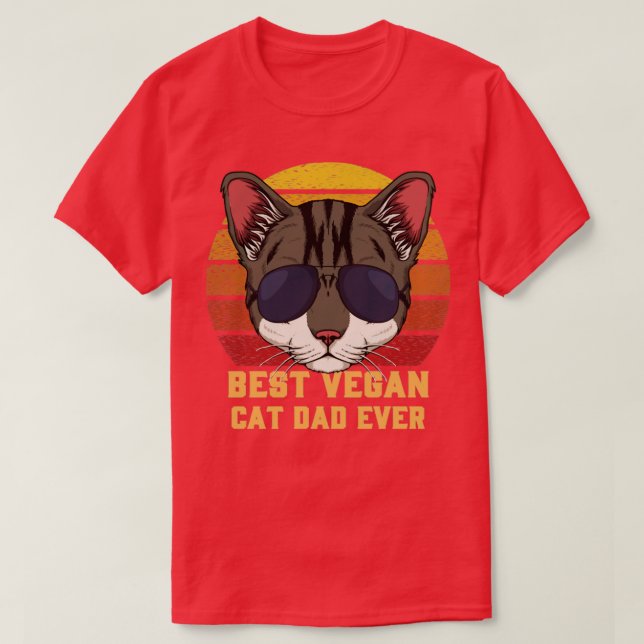 T-shirt Meilleur Vegan Chat Papa Jamais (Design devant)