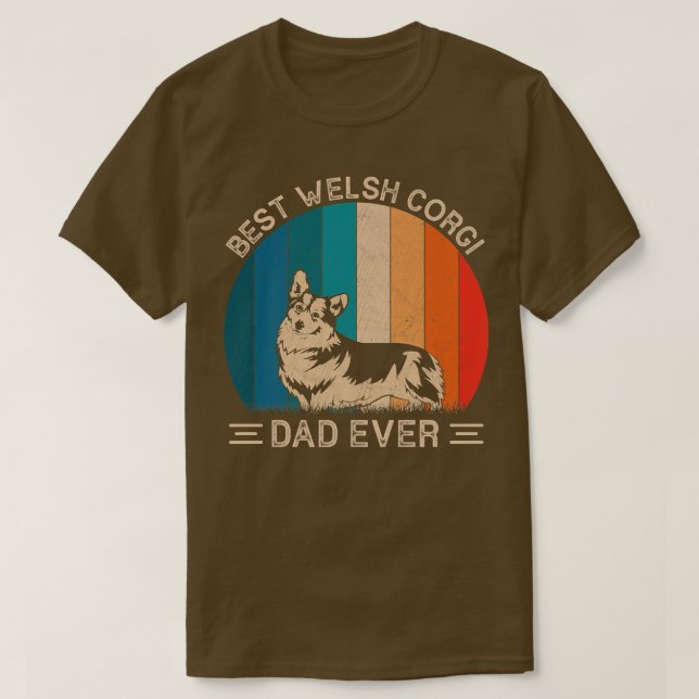 T-shirt Meilleur Welsh Corgi Chien Papa Jamais Retro Graph (Design devant)