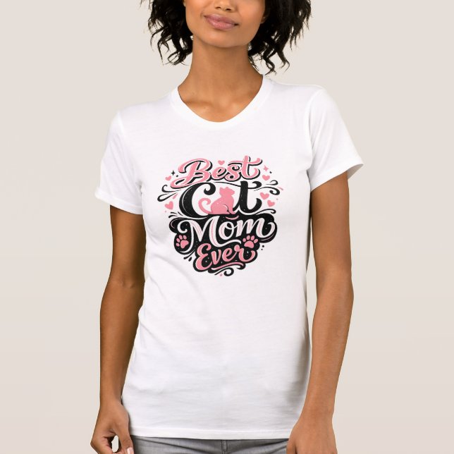 T-shirt Meilleure conception de cadeau pour maman de chat  (Devant)
