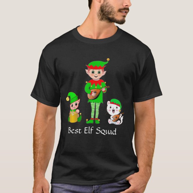 T-Shirt Meilleure Équipe de Lutin de Noël Moderne (Devant)