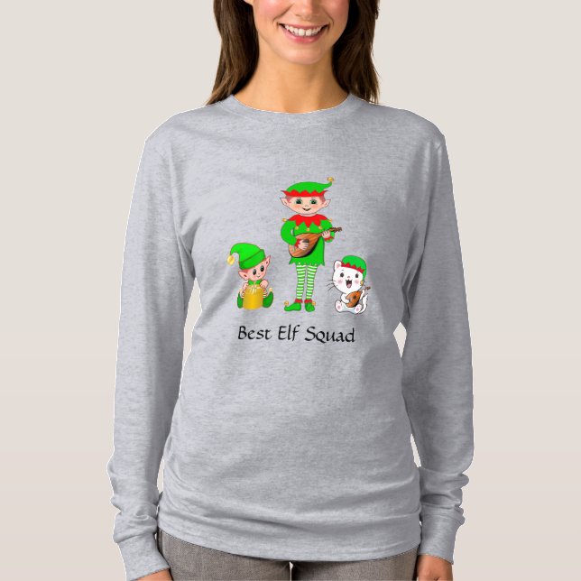 T-shirt Meilleure équipe de lutins de Noël moderne (Devant)
