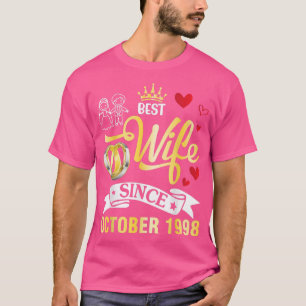 T-shirt Meilleure Femme Depuis Octobre 1998 Joyeux Marié 2