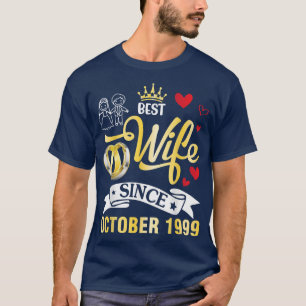 T-shirt Meilleure Femme Depuis Octobre 1999 Joyeux Marié 2