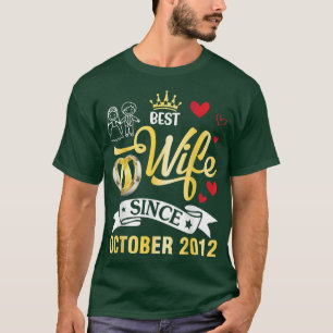 T-shirt Meilleure Femme Depuis Octobre 2012 Joyeux Marié 1