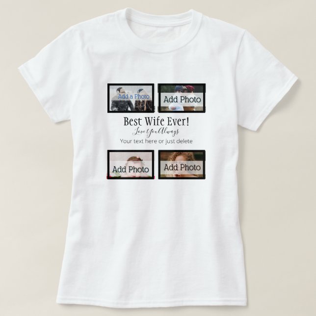 T-shirt Meilleure Femme Jamais ! Collage de photos de fami (Design devant)