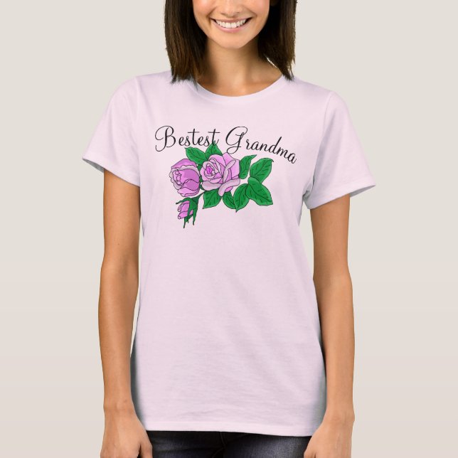 T-Shirt Meilleure Grand-Mère avec des Roses (Devant)