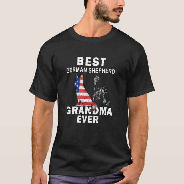 T-shirt Meilleure grand-mère berger allemand drapeau améri (Devant)