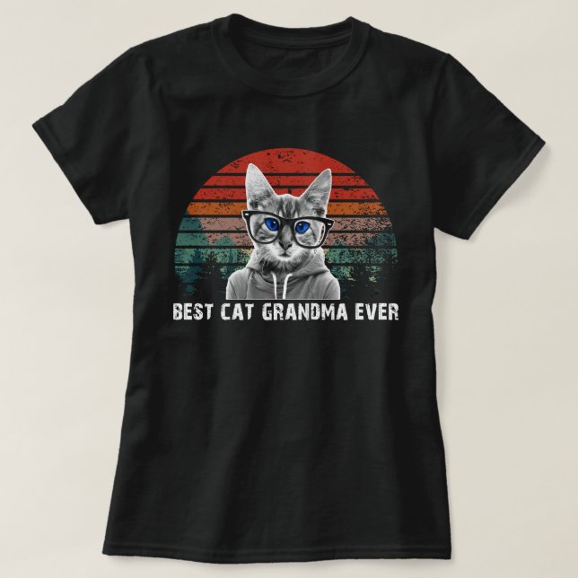 T-shirt meilleure grand-mère de chat (Design devant)