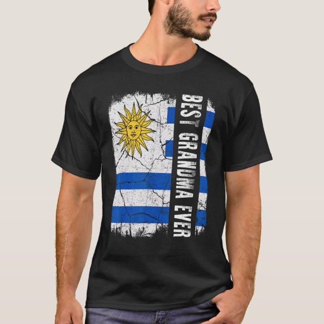 T-shirt Meilleure grand-mère uruguayenne Drapeau de l'Urug (Devant)