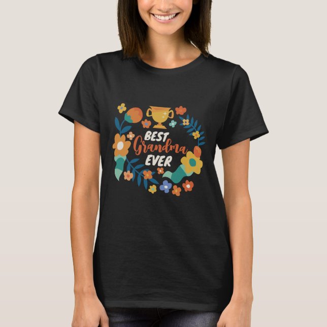 T-shirt Meilleure Grandma jamais Retro Fleur Fleur Fleur F (Devant)