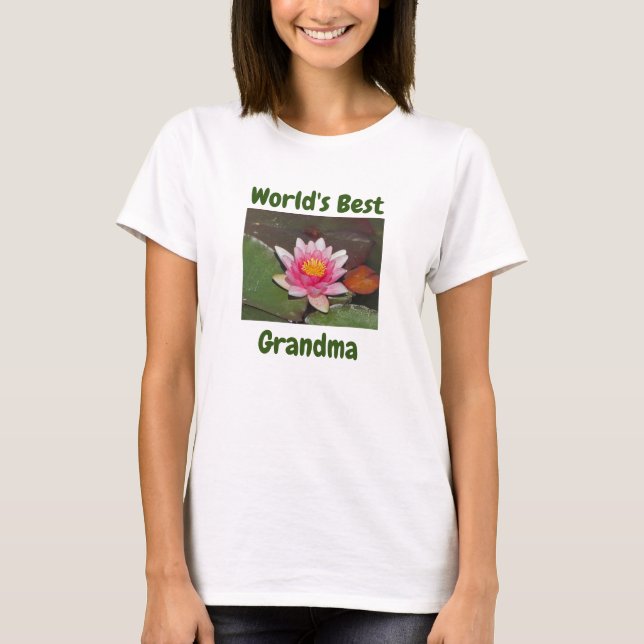 T-shirt Meilleure Grandma Vivid Pink Water Lily Flower (Devant)