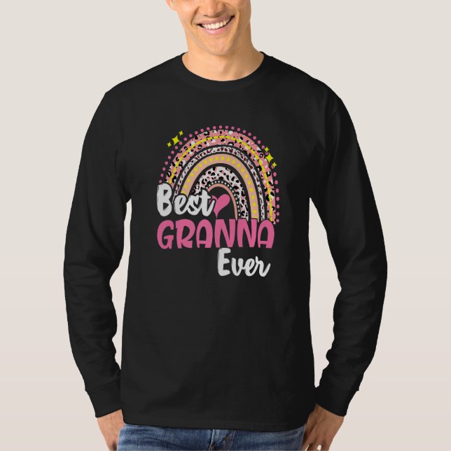 T-shirt Meilleure Granna Jamais Drôle Léopard Rose Mère Ar (Devant)