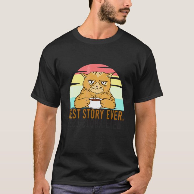 T-shirt Meilleure histoire de chat grincheux avec café jam (Devant)