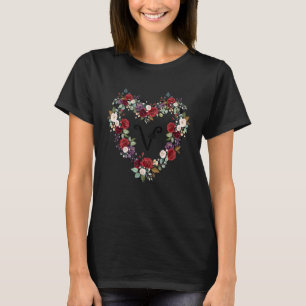 T-shirt Meilleure lettre florale vintage V V alphabet gra