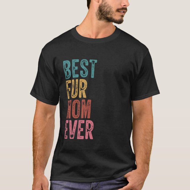 T-shirt Meilleure maman à fourrure pour chat et chien drôl (Devant)