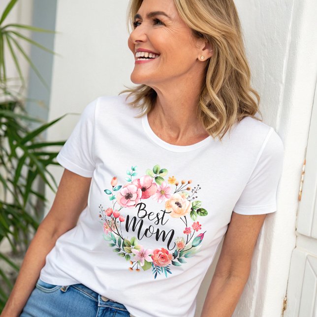 T-shirt Meilleure maman aquarelle Boho Floral (Créateur téléchargé)