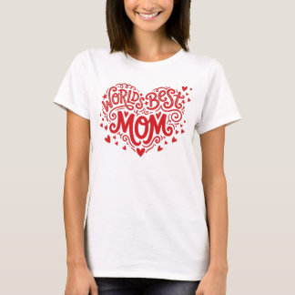 T-shirt Meilleure Maman au Monde Rouge cœur main-lettrage