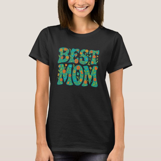 T-shirt Meilleure Maman Cadeaux Floraux Fleurs sauvages po (Devant)