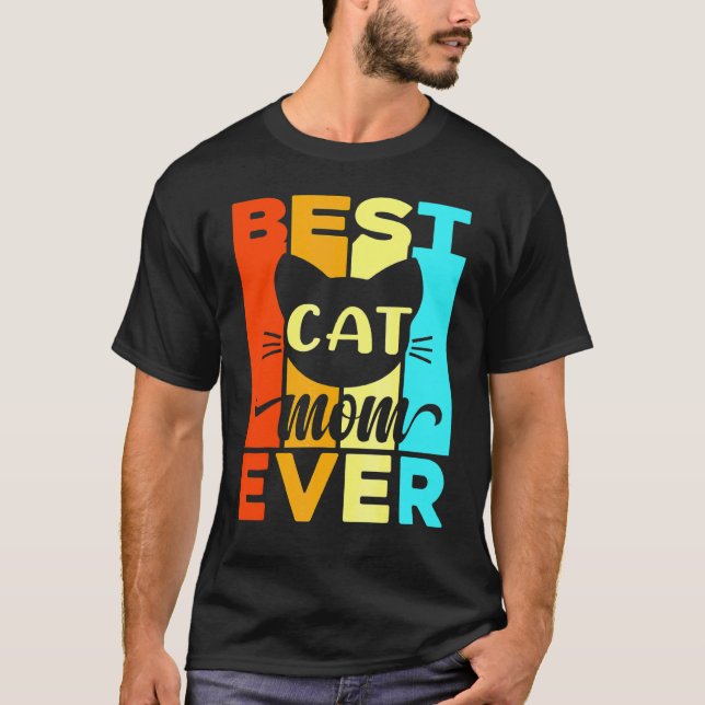 T-shirt Meilleure Maman Chat de Tous les Temps Avec Rétro  (Devant)