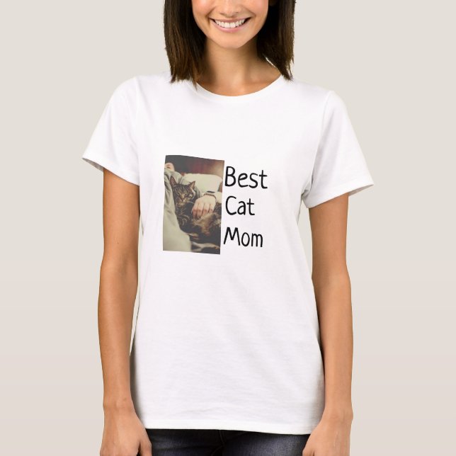 T-shirt Meilleure maman chat papa ajouter chat photo nom c (Devant)