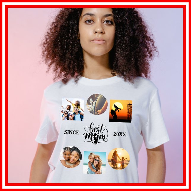 T-shirt Meilleure Maman Collage de Photos Écriture Élégant (Créateur téléchargé)