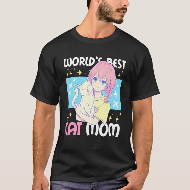 T-shirt Meilleure Maman de Chat du Monde Avec Un Chat (Devant)