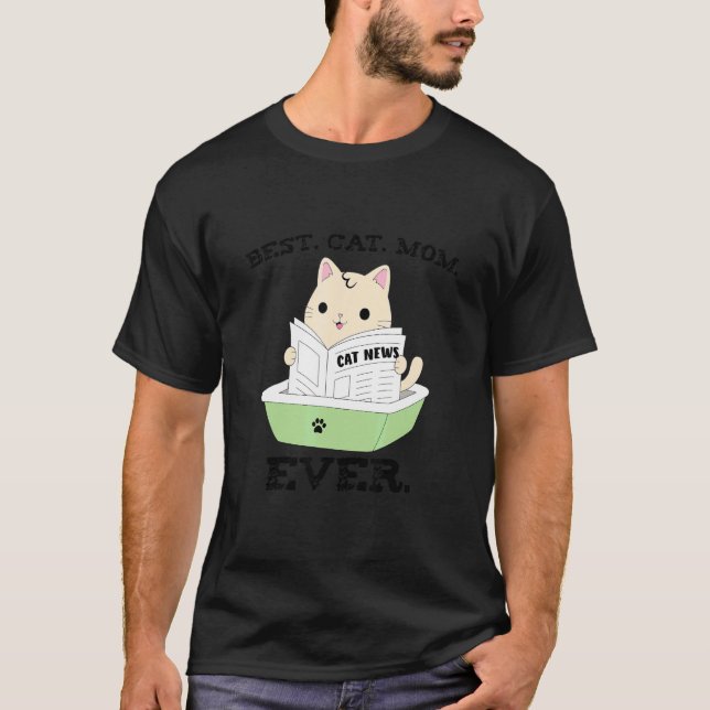 T-shirt Meilleure maman de chat jamais    Chat lisant le j (Devant)