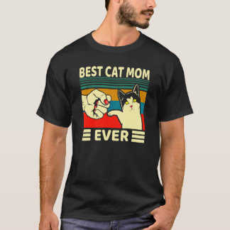 T-shirt Meilleure maman de chat jamais Fist Bump filles Vi