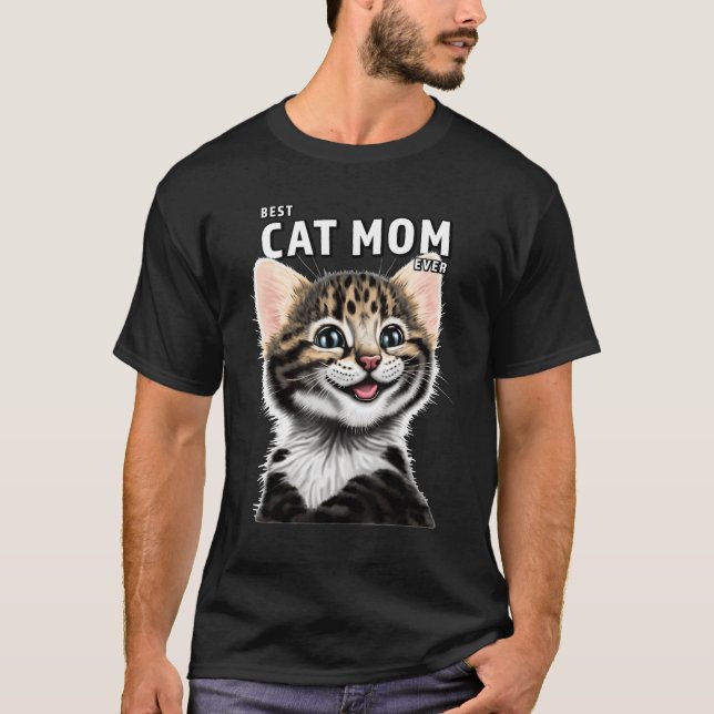 T-shirt Meilleure maman de chat jamais présent pour les fe (Devant)