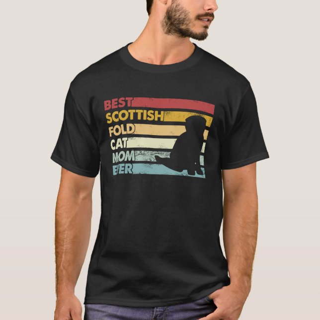 T-shirt Meilleure Maman de Chat  Mère Chat Scottish Fold (Devant)