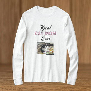T-shirt Meilleure maman de chat photo noir rose