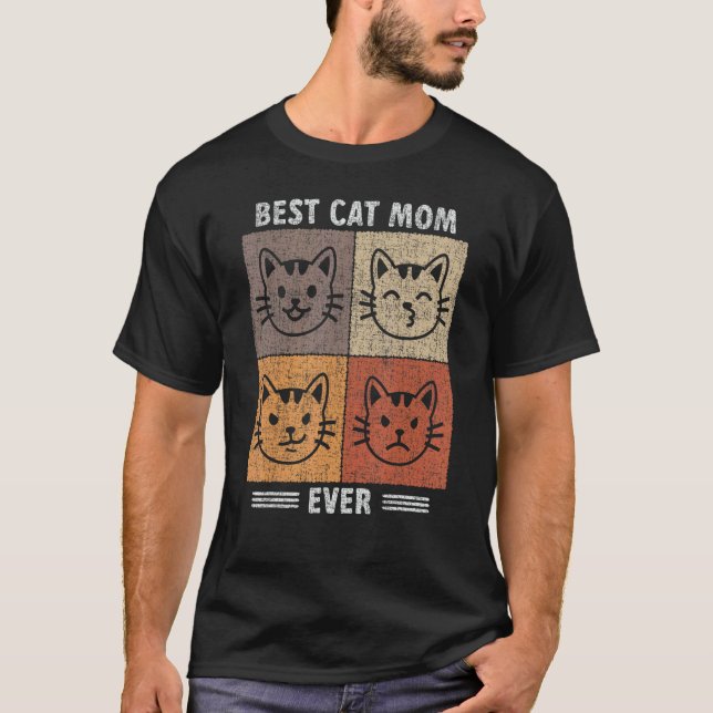 T-shirt Meilleure Maman de Chat Vintage 1 (Devant)