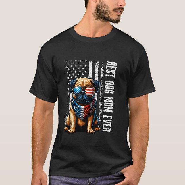 T-shirt Meilleure maman de chien américaine Drapeau améric (Devant)