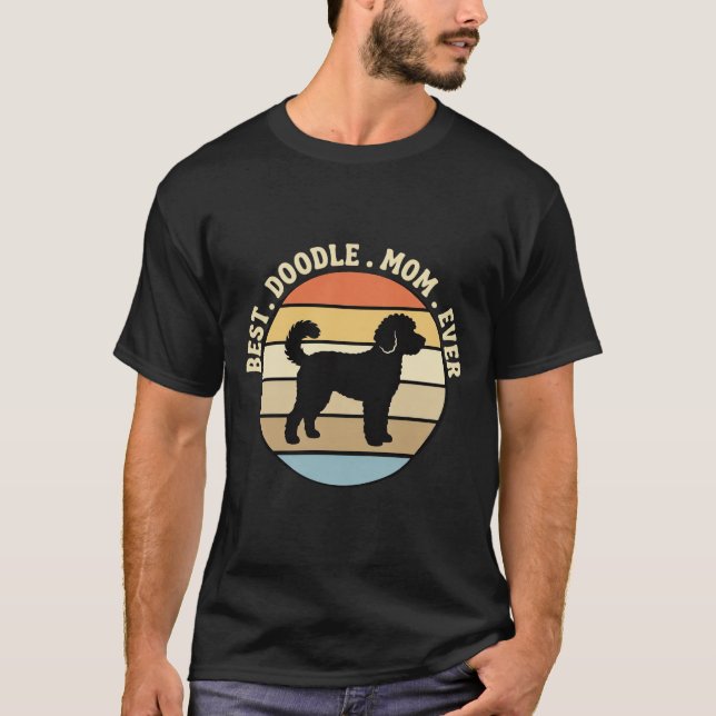 T-shirt Meilleure maman Doodle Rétro Chien (Devant)