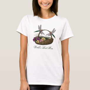 T-shirt Meilleure maman dragonflies Flowers 