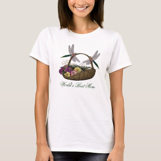 T-shirt Meilleure maman dragonflies Flowers  (Devant)