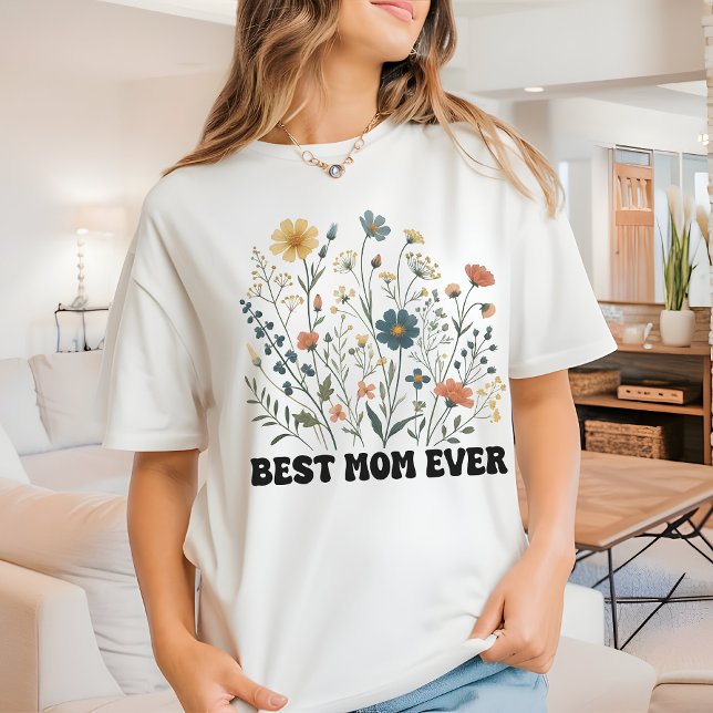 T-shirt Meilleure maman Fleur sauvage jamais rétro Chemise (best mom ever shirt, retro mom shirt, wildflowers shirt, mom gift shirt, mothers day shirt)