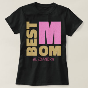 T-shirt Meilleure maman Gold rose Parties scintillant Nom