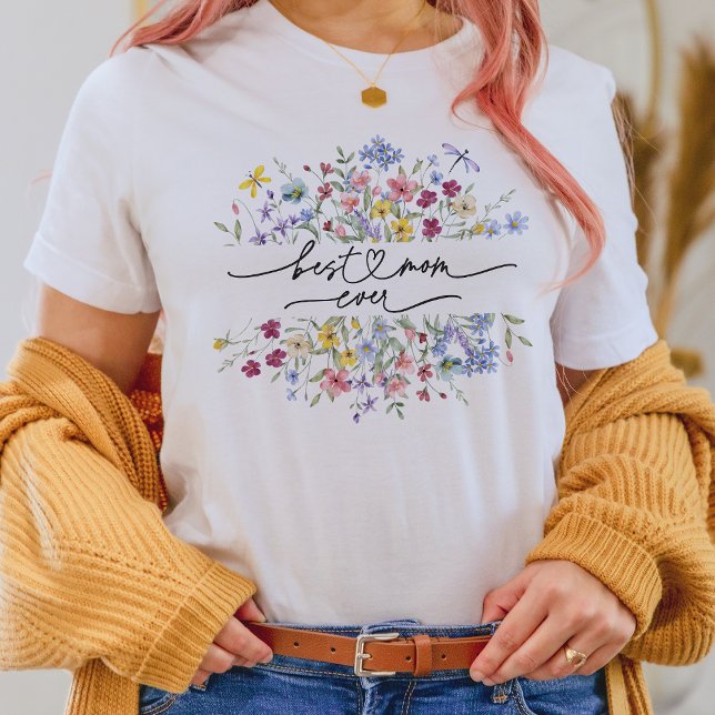 T-shirt Meilleure maman jamais | Aquarelle Fleur sauvage B (Créateur téléchargé)