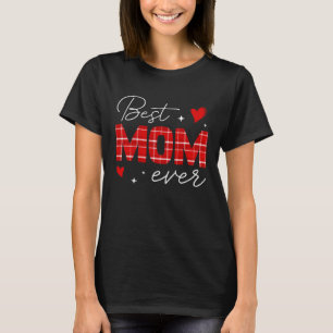 T-shirt Meilleure Maman Jamais Avec Plaid Motif Coeur Mama
