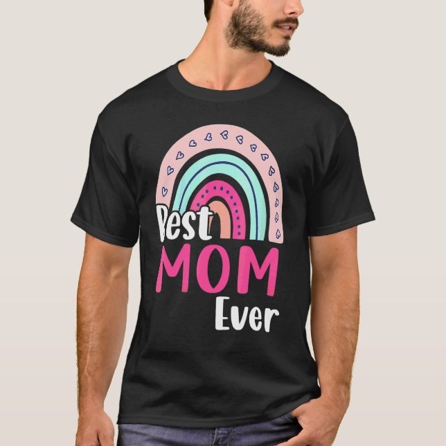 T-shirt Meilleure Maman Jamais Boho Arc-en-ciel Joyeux Fêt (Devant)