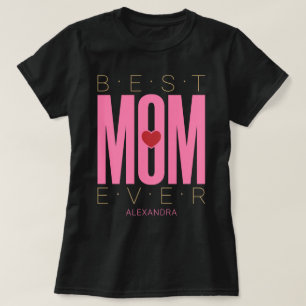 T-shirt Meilleure maman Jamais Coeur Rose Rouge Or Customi